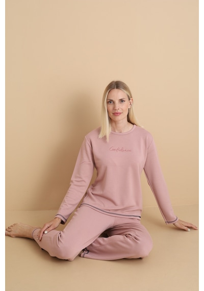 Wordex Mirano 3200 Kadın Kışlık Spor Eşofman Pijama Takımı Pudra