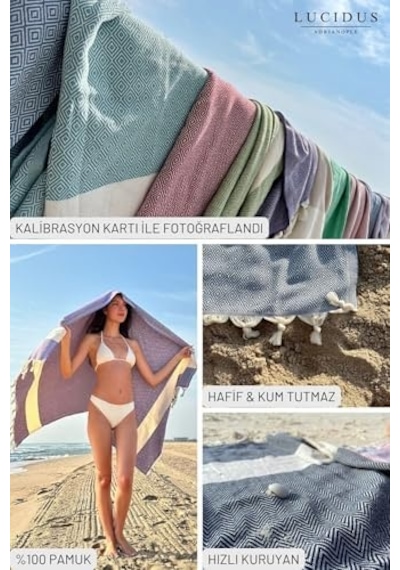 Lucıdus %100 Organik Pamuk Peştemal Hızlı Kuruyan, Kum Tutmayan Plaj & Banyo Havlusu Premium Türk Havlusu, Oeko-tex Sertifikalı Karamel Elmas Açık