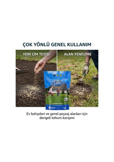 Lippa Pro Shadow 5s Gölge Alan Çim Tohumu, Ağaç Altı Ve Yarı Gölge İçin 5 Bileşenli Karışım, 1 Kg Diğer