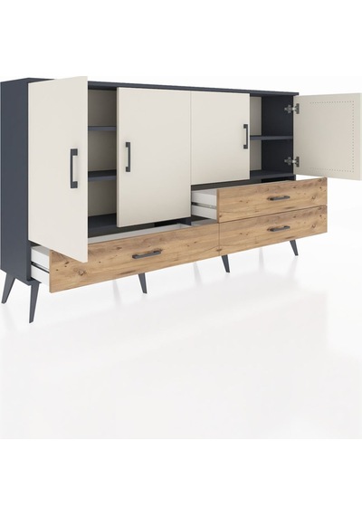 Arges Konsol 5 Raflı 3 Çekmeceli 4 Kapaklı 176x30x99 Antrasit-ayt Antrasit-aytaşı/çam Arges Konsol 5 Raflı 3 Çekmeceli 4 Kapaklı 176x30x99 Antrasit-ayt Antrasit-aytaşı/çam
