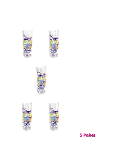Poppy Şeffaf Plastik Kristal Bardak - 180 Cc. - 180 Ml. - 25 Adetlik 5 Paket