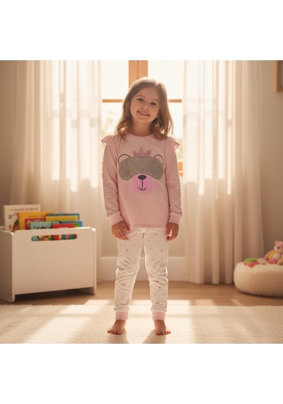 Bonbon Çocuk Maymun Baskılı 2'li Takım Cb1010 Pembe