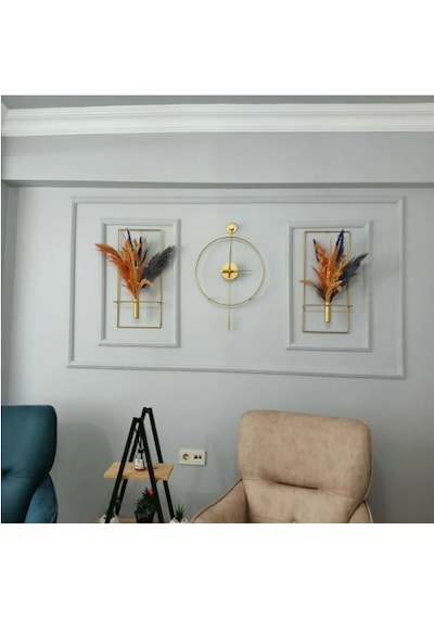 MetaQuartz Aksesuar Gold 3'lü Tiktok 40 Cm Set Ceviz 18 Akrep Yelkovan , Tiktok Gold