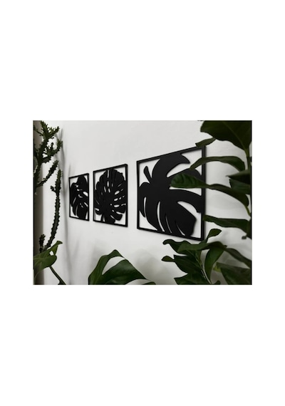 Monstera Yaprağı Temalı Dekoratif Duvar Süsü 3 Parça