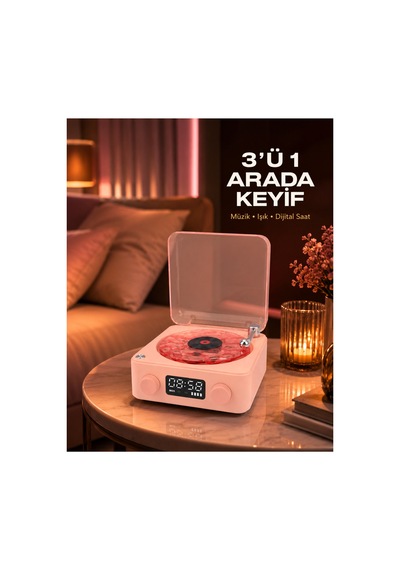Astraltech Gece Lambası Stereo Bluetooth Hoparlör Dijital Saat Su Dalgası Efektli 3-ü-1 Cihaz