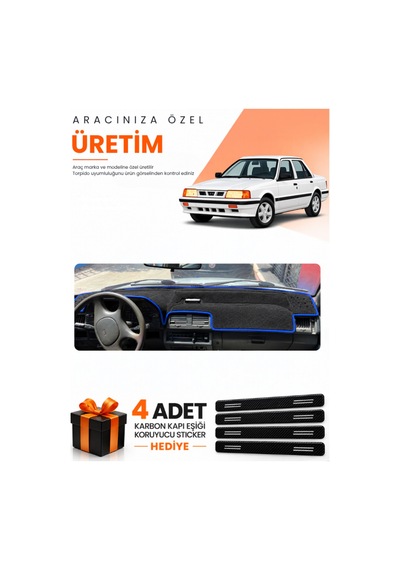 Kia Kapital 1994-1996 Uyumlu Torpido Koruma Örtüsü Oto Kılıfı - Siyah Mavi