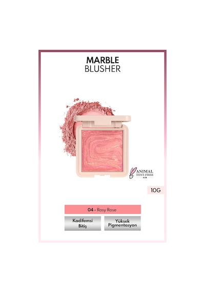 Note Cosmetics Marble Baked Blusher Fırınlanmış Allık & Aydınlatıcı - 04 Rosy Rose