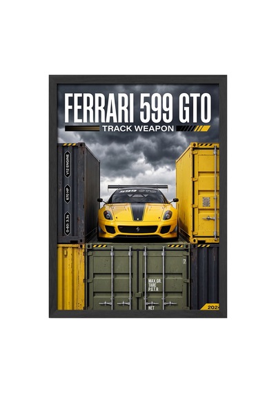 Ferrari 599 Gto Siyah Ahşap Çerçeveli Poster, Dekoratif Araba Duvar Tablosu