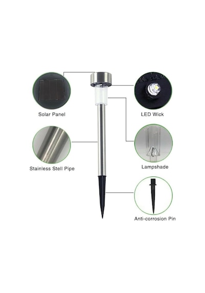 Solar Bahçe Lambası 10'lu Set Metal Güneş Enerjili Led Dış Mekan Aydınlatma, Su Geçirmez