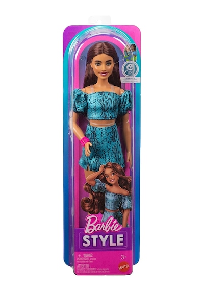 Jjn63 Barbie Fashionistas - Turkuaz Renkli Leopar Desenli Elbise