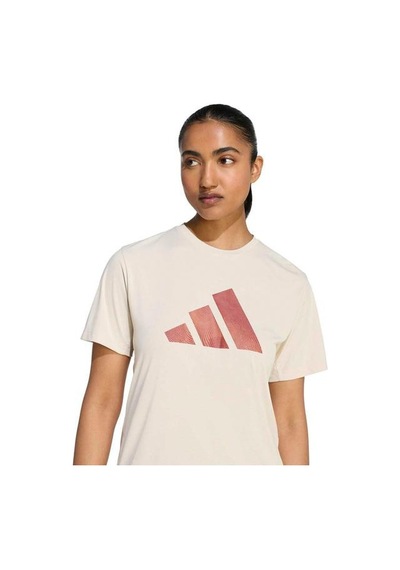 Adidas Running Essentials Brand Love Kadın Bej Yuvarlak Yaka Tişört Bej