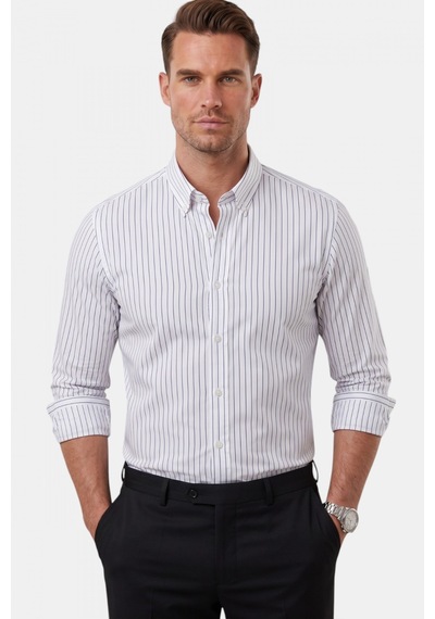Rizzup Beyaz Slim Fit Çizgili Kolay Ütülenebilir Erkek Gömlek Modern Şık Yeni Sezon Gömlek 2602001 Rizzup Beyaz Slim Fit Çizgili Kolay Ütülenebilir Erkek Gömlek Modern Şık Yeni Sezon Gömlek 2602001