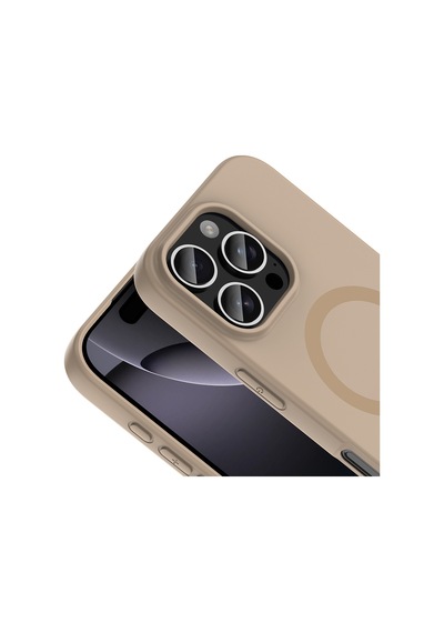 iPhone 16 Pro Max Kılıf M-safe Şarj Özellikli Zore Aris Silikon Kapak - Krem