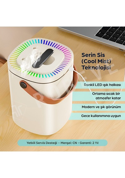 Robeve 1.8 Litre Rgb Işıklı Buhar Makinesi Hava Nemlendirici Aroma Difüzörü Çift Spreyli Ultrasonik Nem Makinesi Düşük Enerji Tüketimli Ev, Ofis, Bebek Odası Için
