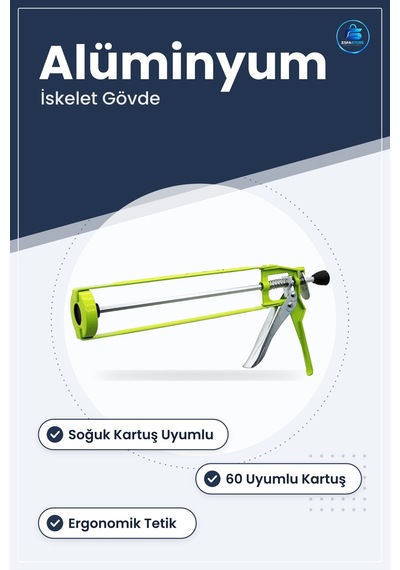 Silikon Tabancası Alüminyum İskelet Soğuk Kartuş Uyumlu Montaj Ta