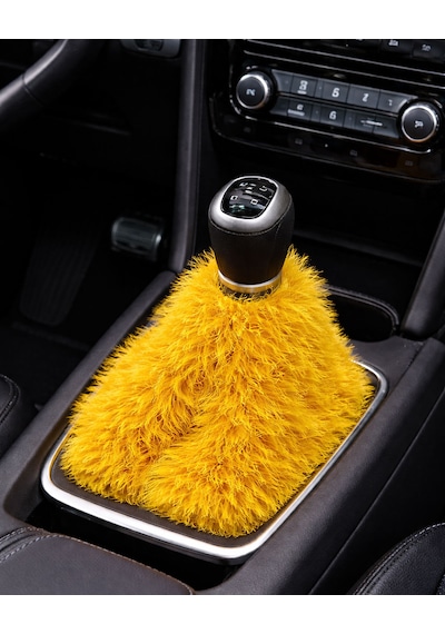 Peluş Vites Körüğü Kırmızı, Yumuşak Dokulu Vites Aksesuarı Sarı
