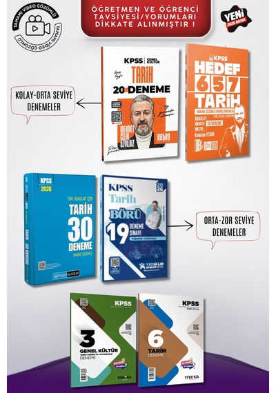 2026 Kpss Genel Kültür Tarih Branş Kolay-orta-zor Deneme Set