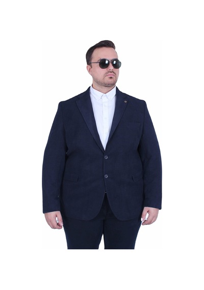 Mocgrande Erkek Büyük Beden 4 Drop Blazer Şönili Ceket 500602 Lacıvert Lacivert
