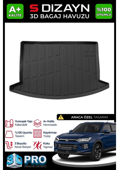 S-dizayn Ssangyong Korando 3d Pro Bagaj Havuzu 2019 Üzeri A+ Kalite