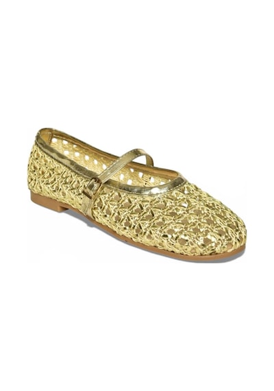 Fox Shoes Y267272709 Altın Örgü File Görünümlü Kadın Babet Altın