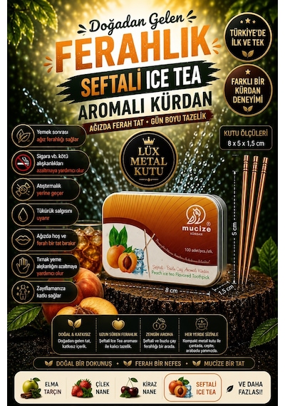 Mucize Şeftali-buzlu Çay Aromalı Kürdan Metal Kutu