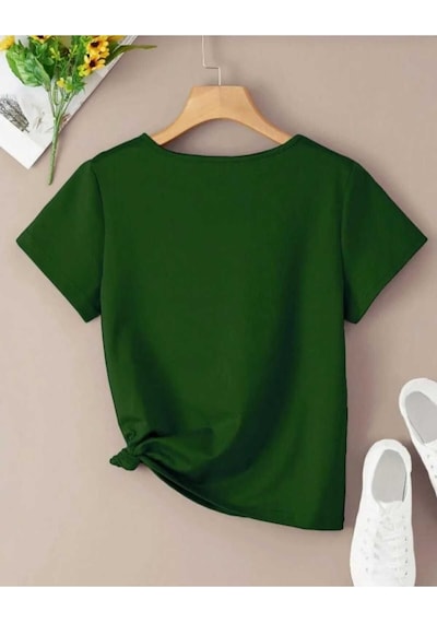 Kozia Outdoors Malkoçbey Baskisiz V Yaka Oversize Unisex Basic T-shirt Yeşil