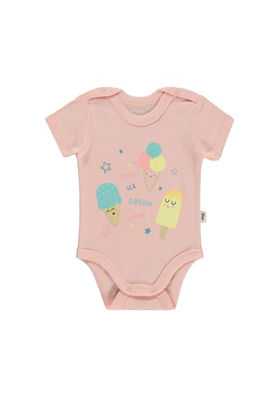 Civil Baby Dondurma Baskılı 1-36 Ay Çıtçıtlı Badi - Pembe Soft Pembe