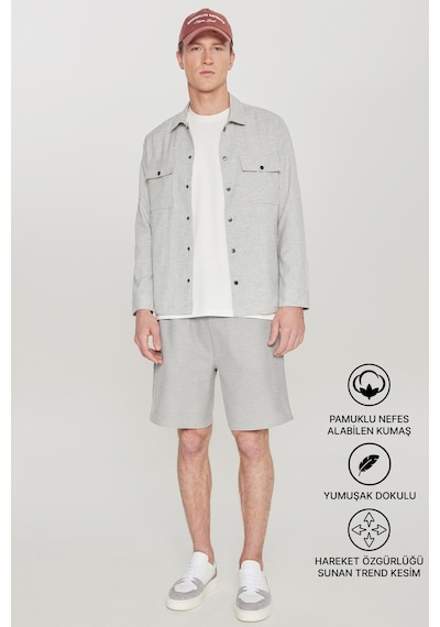 AC&Co / Altınyıldız Classics Erkek Sıyah Melanj Pamuklu Standart Fit Normal Kesim Beli Bağlamalı Yan Cepli Örme Şort AC&Co / Altınyıldız Classics Erkek Sıyah Melanj Pamuklu Standart Fit Normal Kesim Beli Bağlamalı Yan Cepli Örme Şort
