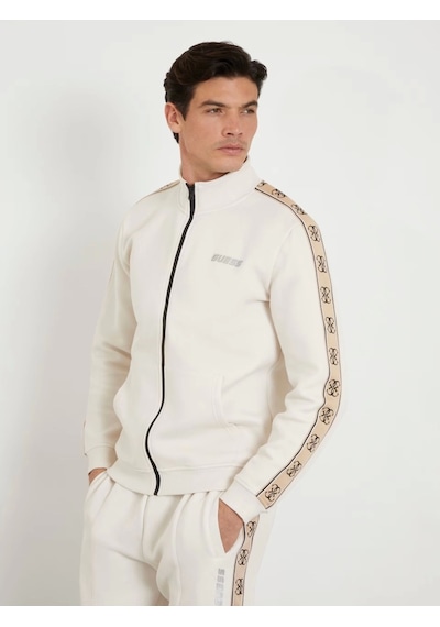 Guess Erkek Beyaz Dik Yaka Zip Ceket Beyaz