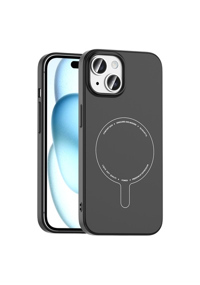 Maks Technology iPhone Uyumlu 15 Kılıf M-safe Şarj Özellikli Kamera Korumalı Mkst Elio Sert Pc Kapak - Açık Pembe