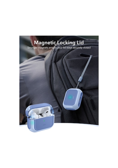 Apple AirPods Uyumlu Pro 3 2025 Orbit Hybrid Manyetik Halolock Magsafe Kılıf Mavi