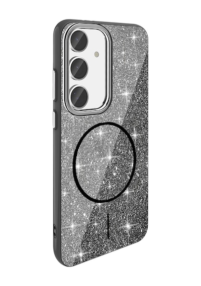Galaxy Uyumlu S23 Fe Kılıf Magsafe Şarj Özellikli Parlayan Simli Uzrm Okso Kapak - Beyaz Beyaz