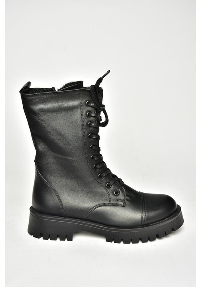 Fox Shoes T555054503 Siyah Hakiki Deri Alçak Topuklu Kadın Bot Siyah-hakiki Deri Siyah