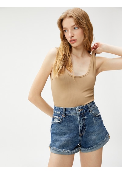 Koton Basic Fitilli Crop Atlet U Yaka Bej 3sal30060ık 3SAL30060IK050 Ekru Koton Basic Fitilli Crop Atlet U Yaka Bej 3sal30060ık 3SAL30060IK050 Ekru