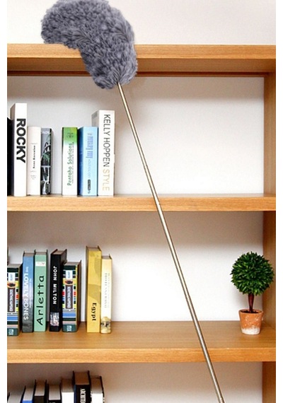 140 Cm Teleskopik Uzatılabilir Mikrofiber Yumuşak Başlıklı Gri Toz Alma Fırçası Püskülü
