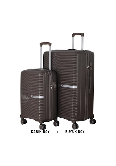 Mçs Bavul Büyük Ve Kabin 2li Set Kırılmaz Silikon Valiz V374 Acıkahve Kahverengi