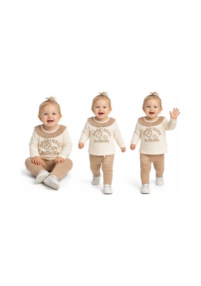 Veraura Lifestyle 6/24 Ay Taytlı Fitilli Penye Bebek Takımı Kahverengi