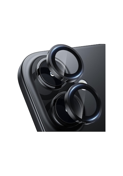 Apple Uyumlu iPhone 16 Ve 16 Plus Siyah Black Kamera Lens Koruyucu Cam Siyah
