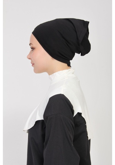 Manolyaşal İslamic Hijab Düz Balıkçı Yakalı Kurtarıcı Boyunluk Ekru