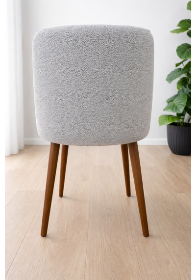 Mutfak Sandalye Kılıfı-büyük Oval Likral Kum Desen Yıkanabilir Lastikli Sandalye Örtüsü Chair Cover Taş - Gri