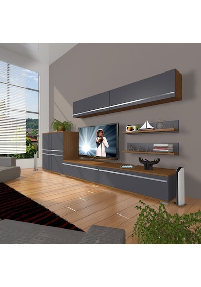 Decoraktiv Eko 6y Mdf Std Tv Ünitesi Tv Sehpası Ceviz - Antrasit