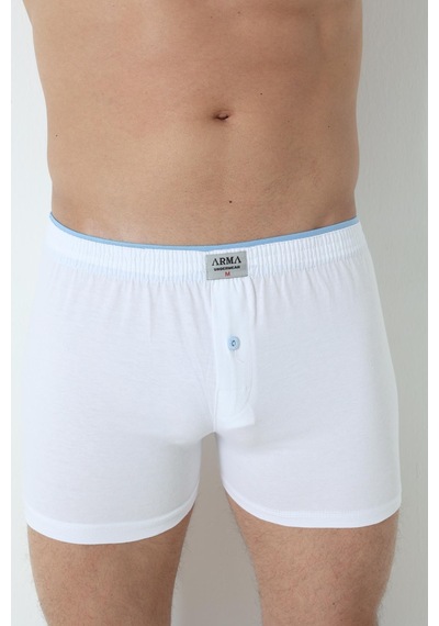 Arma Yıldız 6'lı Paket Beyaz Erkek Penye Havlu Bel Boxer %100 Pamuk-beyaz