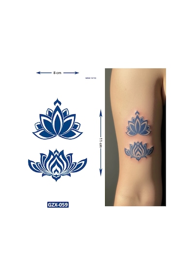 Lotus Çiçek Yarı Kalıcı 1 Aylık Geçici Yapıştırma Dövme
