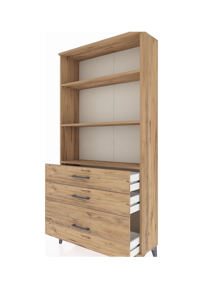 Arges Dolap 3 Raflı 3 Çekmeceli 88x30x182 Çam-çam Çam
