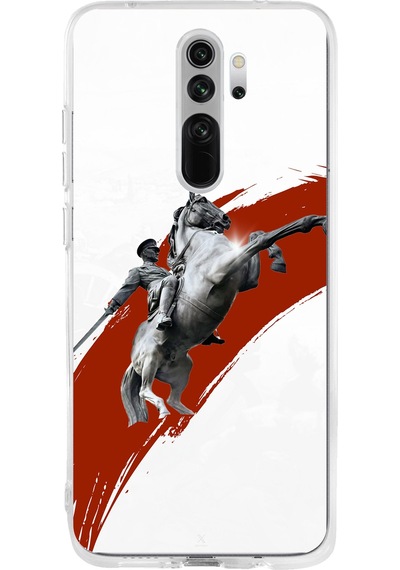 Redmi Note 8 Pro Uyumlu Şaha Kalkmış At Detaylı Atatürk Baskılı Silikon Kılıf Renkli