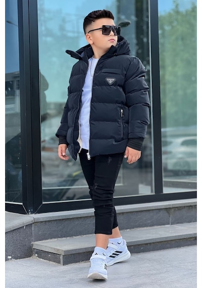 Pina Kids Erkek Çocuk Çıkarılabilir Kapüşonlu Su Geçirmez Nova Kışlık Mont Km4012 Lacivert