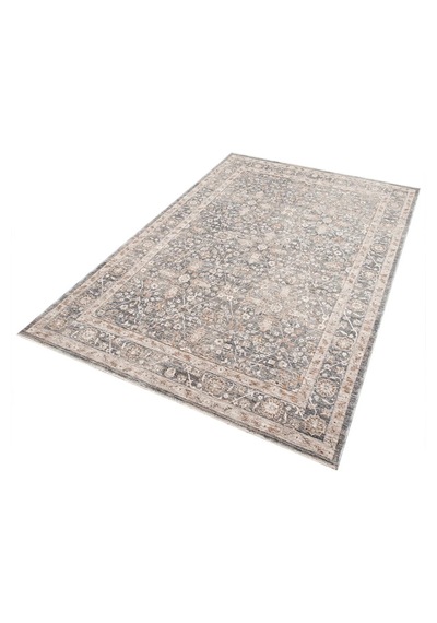 Sahra Collection Modern Vintage Desenli Eskitme Dokuma Yumuşak Salon Halısı Lacivert - Bej