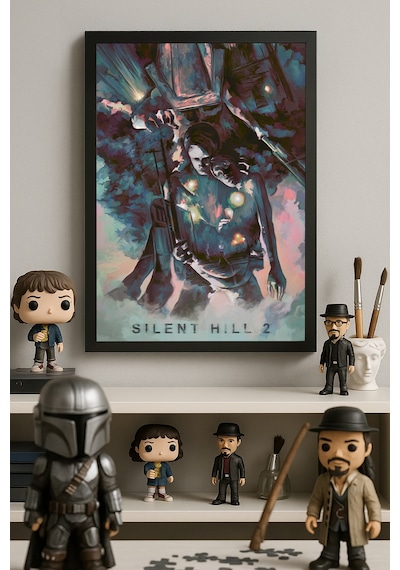 Silent Hilll Siyah Ahşap Çerçeveli Poster, Dekoratif Oyun Duvar Tablosu