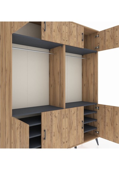 Hyperion Gardrop 10 Raflı 8 Kapaklı 2 Askılı 176x44x221 Çam-çam/antrasit Çam/antrasit Hyperion Gardrop 10 Raflı 8 Kapaklı 2 Askılı 176x44x221 Çam-çam/antrasit Çam/antrasit