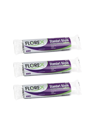 Florex Standart Büyük Boy Çöp Torbası 65x80 Cm 10'lu Rulo Siyah 3 Rulo (30 Adet)